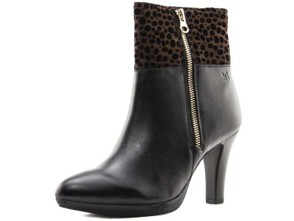 Caprice Černé kotníkové boty s gepardím vzorem
