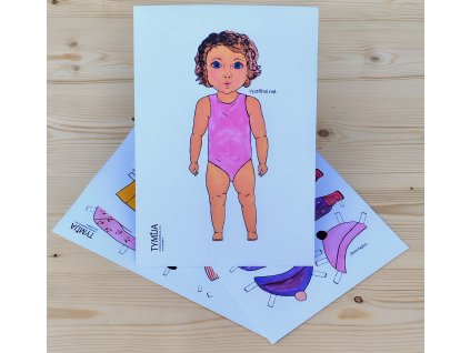 Oblékací papírová panenka holka k vystřižení