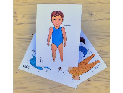 Oblékací papírová panenka kluk k vystřižení