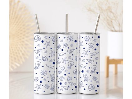 Termo kelímek s mušlemi, chaluhami a hvězdicemi, objem 590 ml