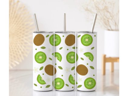 Termo kelímek s kiwi, kytičkami a lístky, objem 590 ml