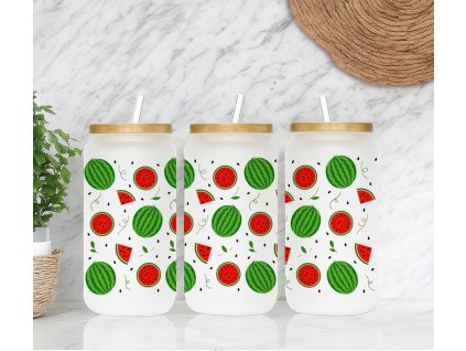 Sklenička s melouny, peckami a lístky, objem 590 ml