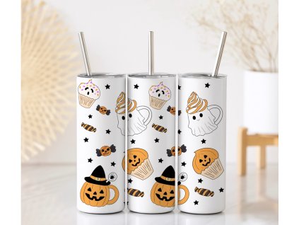 Termo kelímek Halloween Candy s motivem halloweenských bonbonů, dýní, cupcaků a muffinů, objem 590 ml