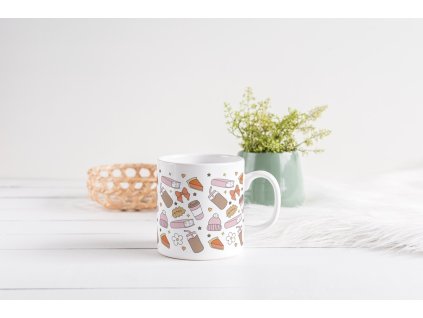 Hrnek Autumn Rest s motivem knih, kávy a podzimních dekorací, objem 330 ml