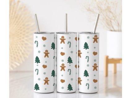 Termo kelímek s vánočními perníčky, stromečky a srdíčky, objem 590 ml
