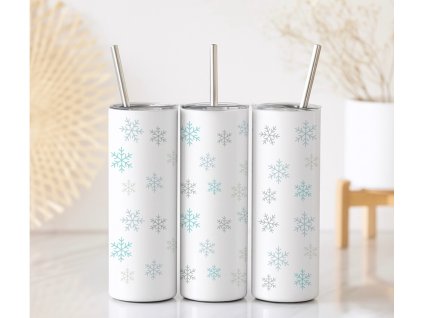 Termo kelímek s modrými sněhovými vločkami, objem 590 ml
