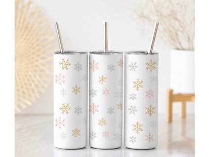 Termo kelímek s pastelovými sněhovými vločkami, objem 590 ml