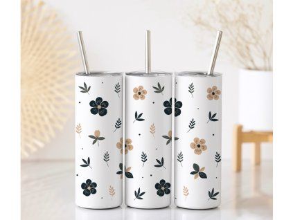 Termo kelímek s elegantními minimalistickými květy, objem 590ml