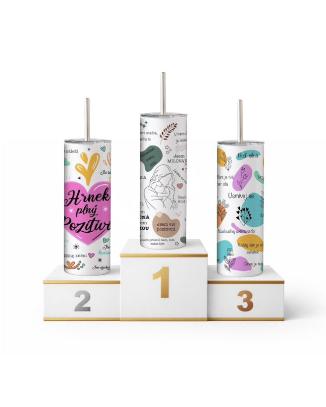 Top 3 kelímky roku 2025 podle vás! 3. místo - Kelímek: „Pozitivní myšlení“ Třetí místo patří motivu, který vám každý den...