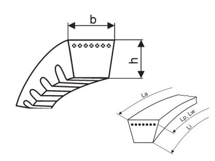 V-belt XPZ 1500 Lw ProfiPlus-X Rubena