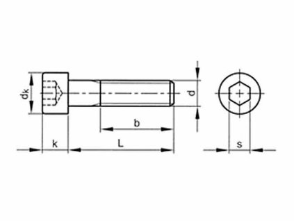 Csavaros hengeres fej - Allen DIN 912 M8x1,00x25-12,9