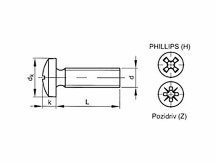 Slotted screw Phillips DIN 7985 M6x14 galvanized