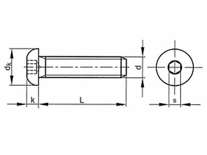 Screw with semi-round head hex ISO 7380 M5x10 steel 10.9 without PU