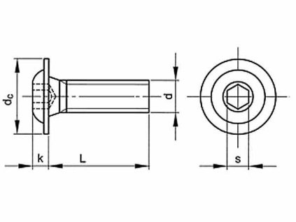 Śruba z łbem półokrągłym z kołnierzem sześciokątnym ISO 7380FL M5x35 stal 10,9 bez PU