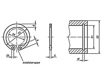 Poistný krúžok do diery DIN 472 - 13 mm