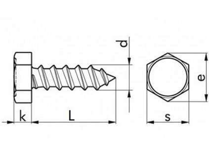Self-tapping hexagon screw DIN 7976C 3.9x13 galvanized