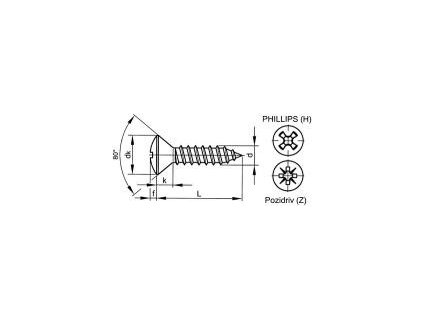 Skrutka samorezná čoč.phillips DIN 7983C 4,2x9,5 pozink