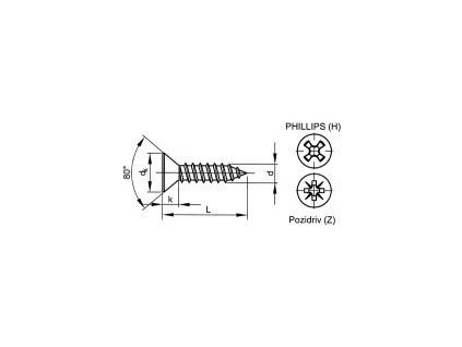 Phillips self-tapping screw DIN 7982C 3.5x19 galvanized