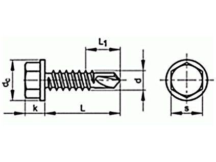 Screw TEX hexagonal head DIN 7504K 4.2x22 galvanized