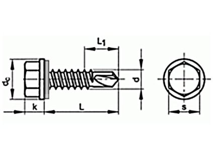 Schraube TEX Sechskantkopf DIN 7504K 4,8x16 Zink + Unterlegscheibe