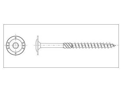 Vrut konstrukční talířová hlava TORX30 6,0x140 zinek žlutý