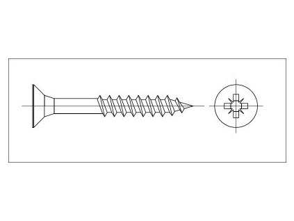 Șurub înecat Pozidriv 3,5x40 zinc galben, filet parțial