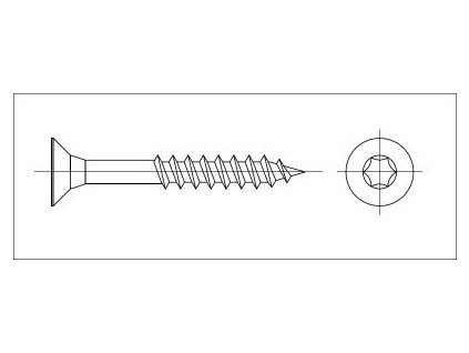 Countersunk screw TORX 3.5x35 yellow zinc, part.thread