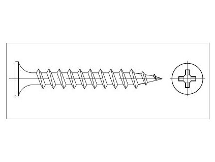 Wkręt do płyt gipsowo-kartonowych z łbem stożkowym dwukierunkowym fosforan 4,8x110