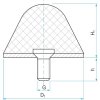 Gumi ütközőkúp típus.16 - 25x25 M6x12 50ShA forma 78,16