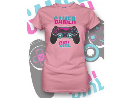 T Shirt FRONT Woman Gamer Girl Pink