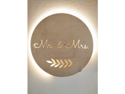 Mr & Mrs- dřevěné dekorační světýlko
