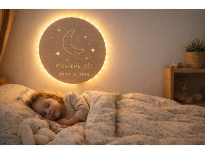 Noční světlo pro děti- měsíc s vyznáním
