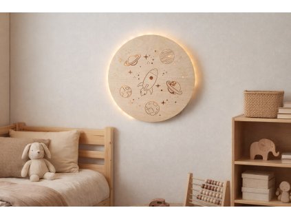 dřevěné světýlko- vesmír