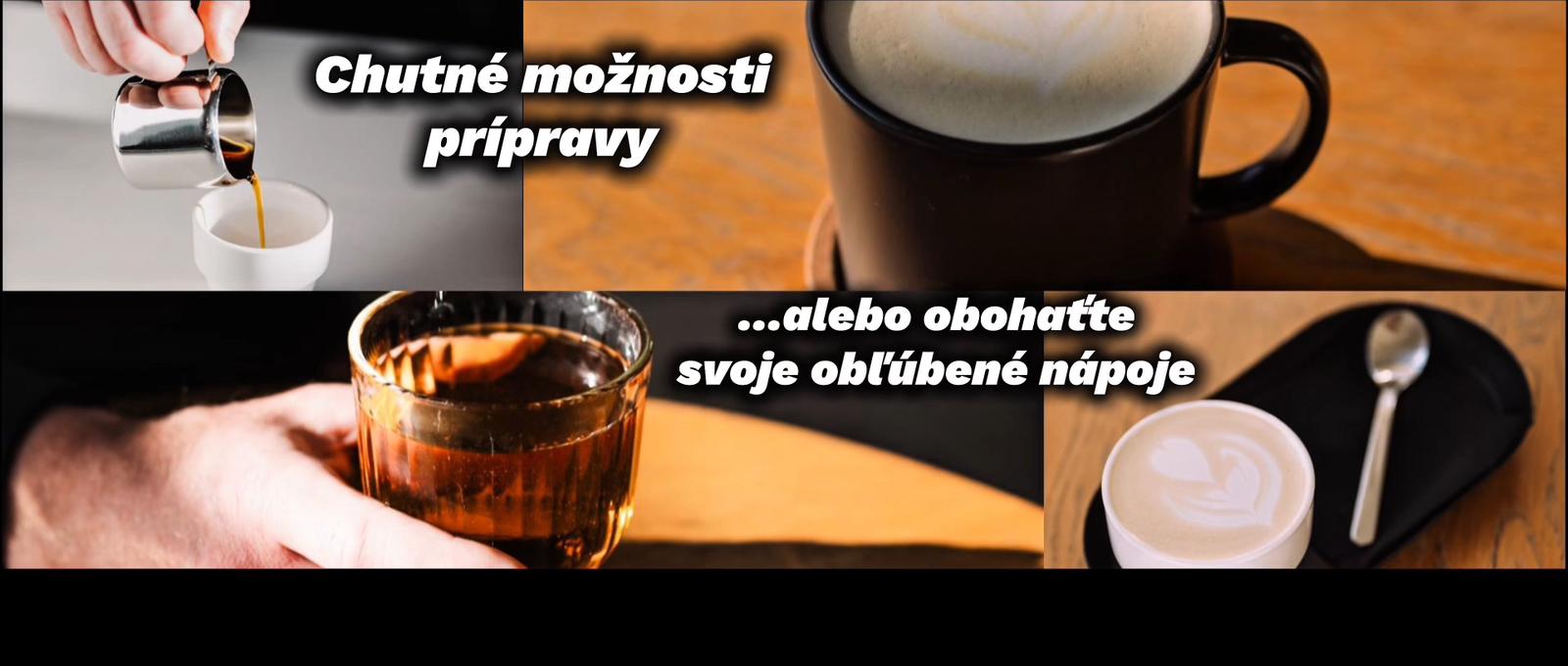 Koláž pripravených nápojov Manifé