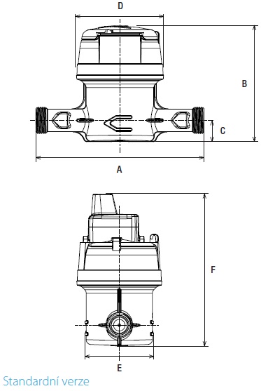 domovní vodoměr aquadis+ TVM, itron, tzb technika, rozměry standardní verze_1