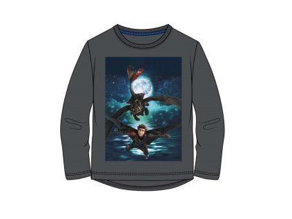 Triko s dl. rukávem Jak vycvičit draka - tmavě šedá