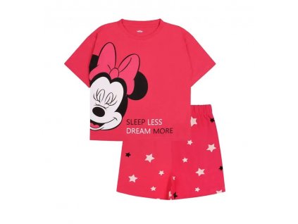 Pyžamo s kr. rukávem + kraťase Minnie Mouse - červeno-růžová