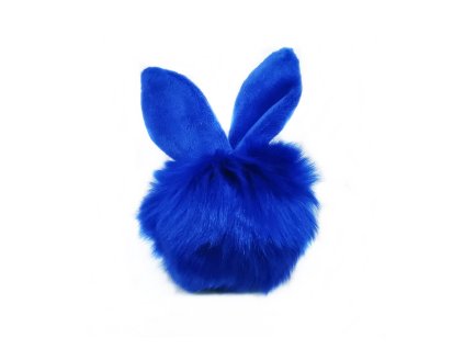 Pom-pom klíčenka - zaječí ouška (tmavě modrá)