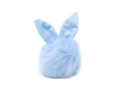 Pom-pom klíčenka - zaječí ouška (světle modrá)
