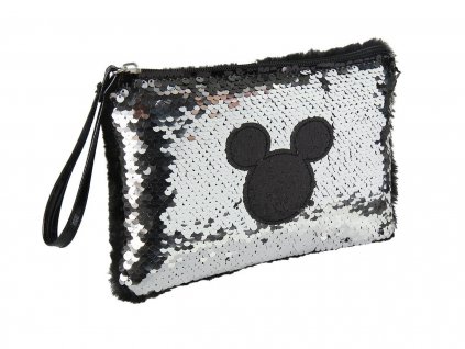 Kosmetická taštička / pouzdro s měnícími flitry Mickey Mouse - stříbrná