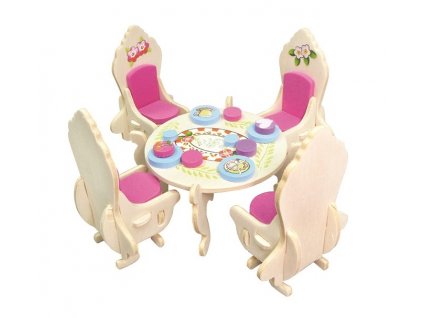 Dřevěné puzzle "nábytek pro panenky" - jídelní stůl