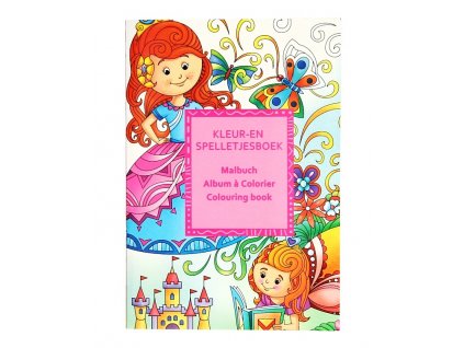 Omalovánky & úkoly + sada pastelek - princezna