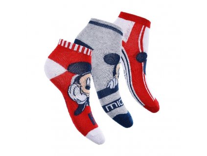 Kotníkové ponožky (3pack) Mickey Mouse  - červená