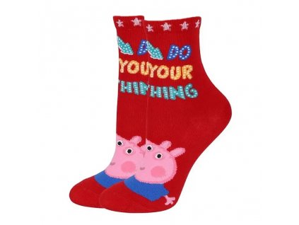 Ponožky Prasátko Peppa - Tomík - červené