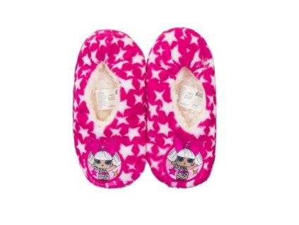 ABS plyšové papuče L.O.L. - tmavě růžové s hvězdičkami