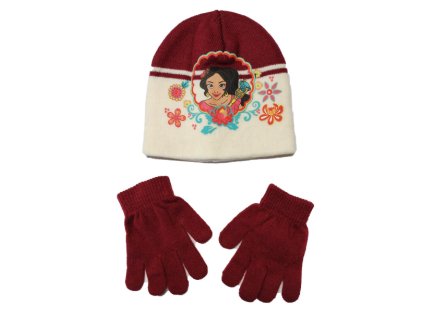 Zimní set čepice+rukavice - Elena z Avaloru - červená/bílá