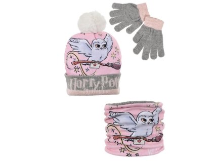 Zimní set čepice+nákrčník+rukavice - Harry Potter-šedá