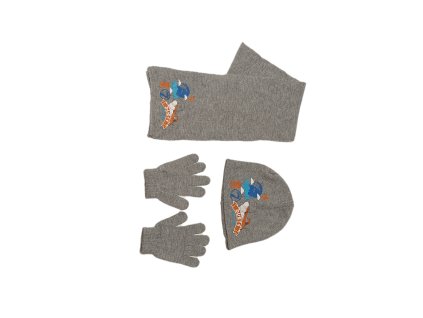 Zimní set čepice+rukavice+šála -Letadla-šedá