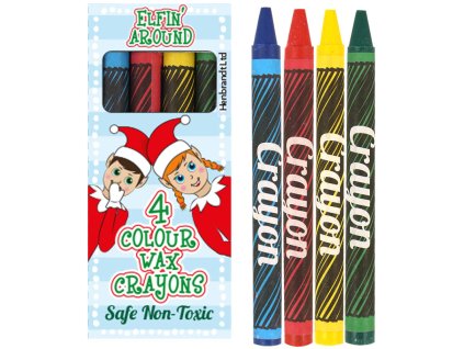 elfin around crayon wax 8cm 4pc box wholesale 72143
