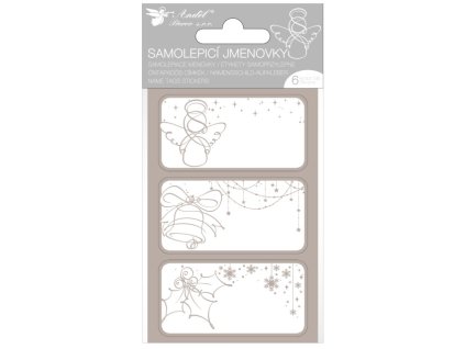 Lepící jmenovky na dárky - stříbrná ražba